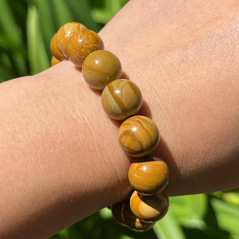 12.5mm‎ stretchable petrified wood bracelet